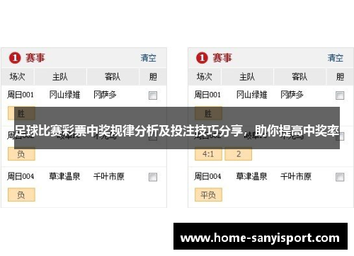 足球比赛彩票中奖规律分析及投注技巧分享，助你提高中奖率